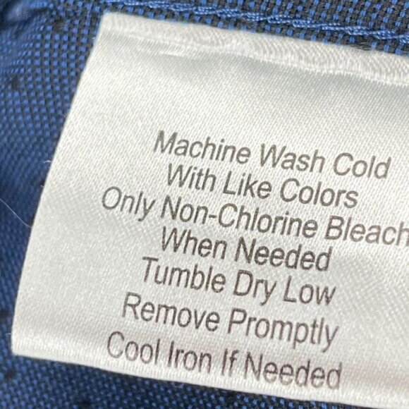 Egara Shirt Mens Large Navy Blue Non Iron Long Sleeve Shirt Textured Cotton - Picture 3 of 9